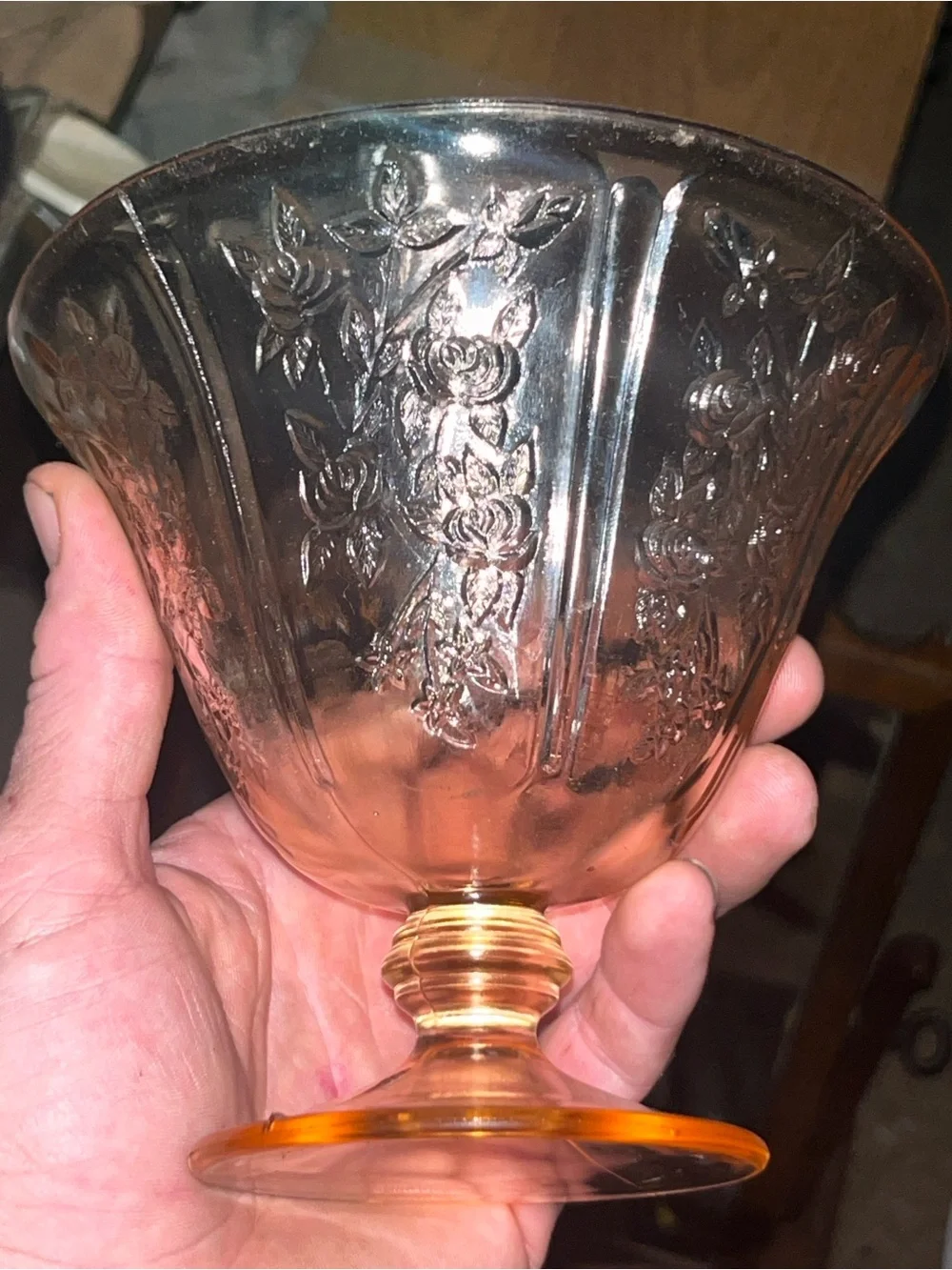 FEDERAL GLASS Sharon Pink Candy Jar Dish No Lid